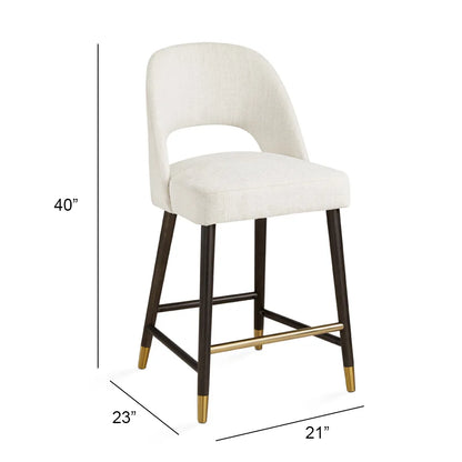 Abigail Ivory Linen Counter Chair with Gold Accents