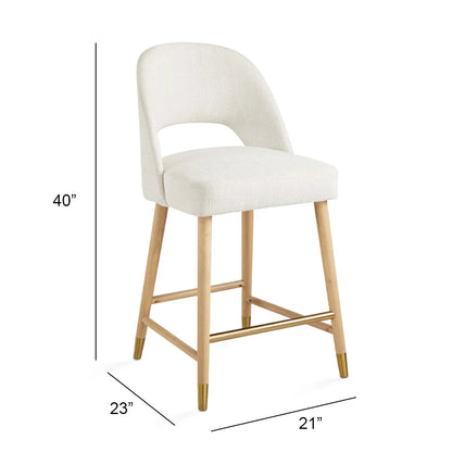 Abigail Ivory Linen Counter Chair with Gold Accents