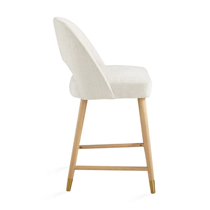 Abigail Ivory Linen Counter Chair with Gold Accents