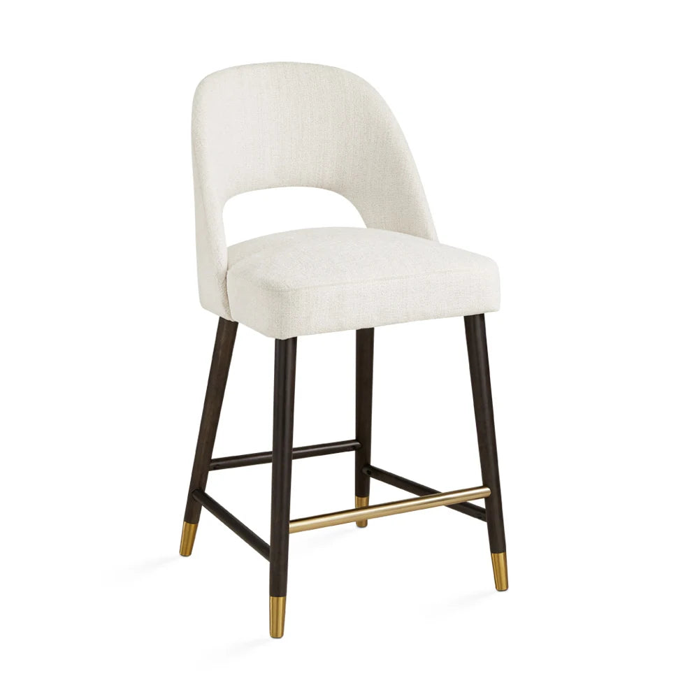 Abigail Ivory Linen Counter Chair with Gold Accents