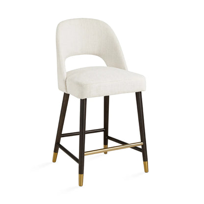 Abigail Ivory Linen Counter Chair with Gold Accents