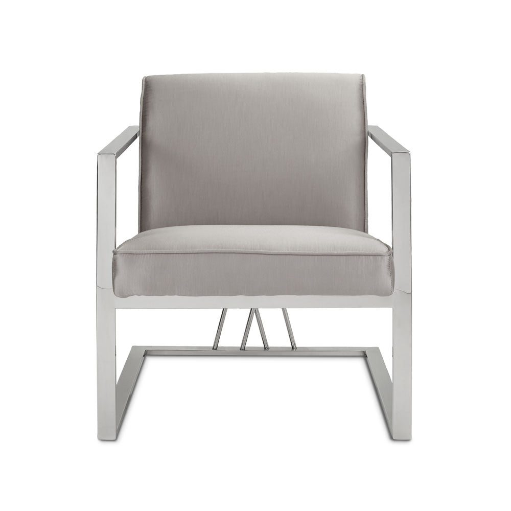 Fairmont Silver Faux Leather Accent Chair with  Sturdy Steel Frame. Available to sell on Montreal and Québec