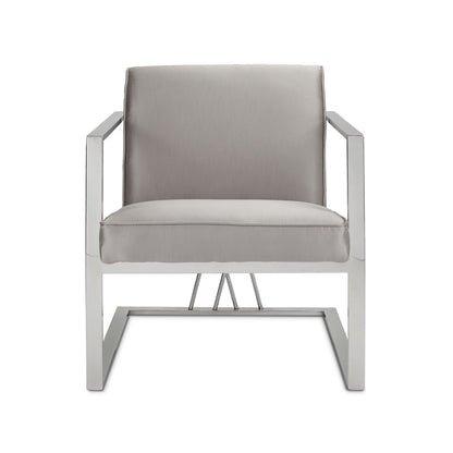 Fairmont Silver Faux Leather Accent Chair with  Sturdy Steel Frame. Available to sell on Montreal and Québec