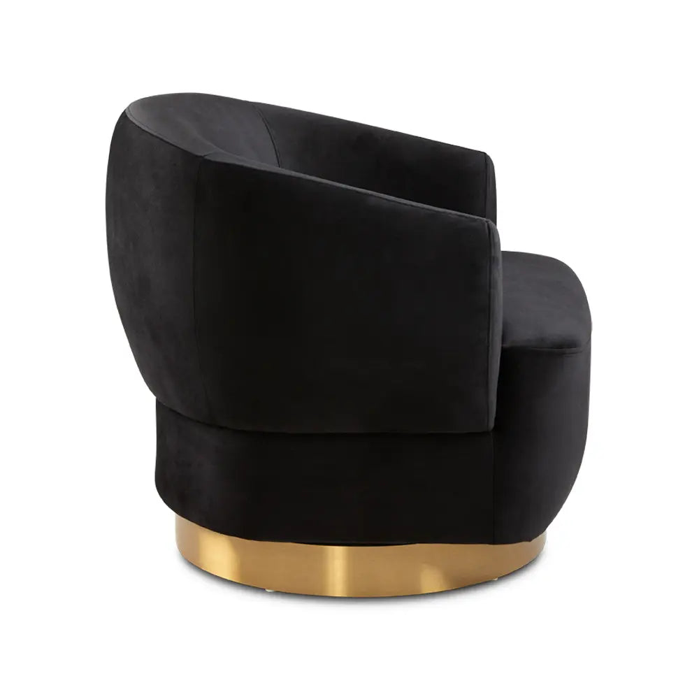Side Profile Of Liam Black Velvet Accent Chair 