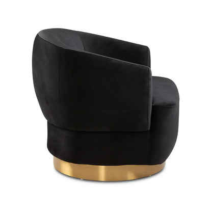 Side Profile Of Liam Black Velvet Accent Chair 