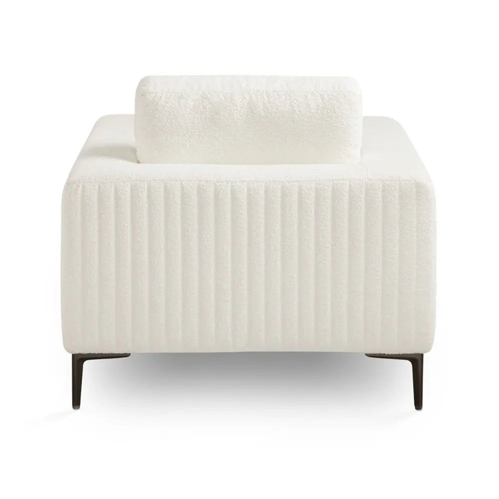 Backrest of Franco White Boucle Accent Chair For Living Room