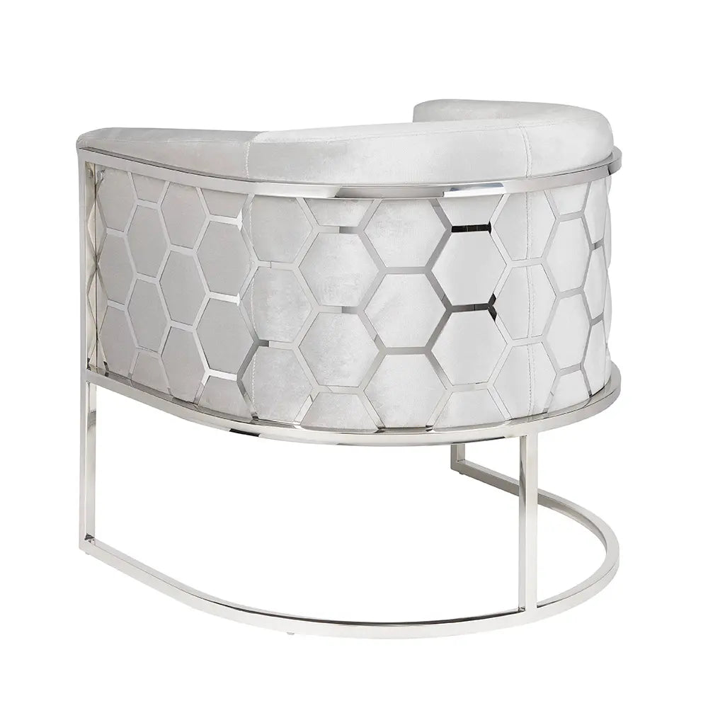 Grey Velvet Accent Chair With Stainless Steel Base 
