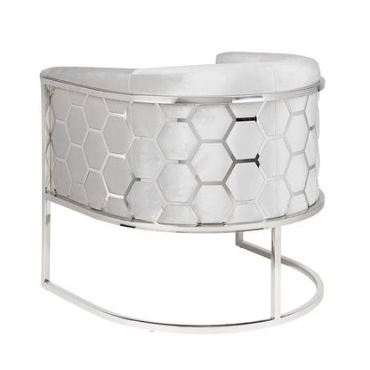 Grey Velvet Accent Chair With Stainless Steel Base 