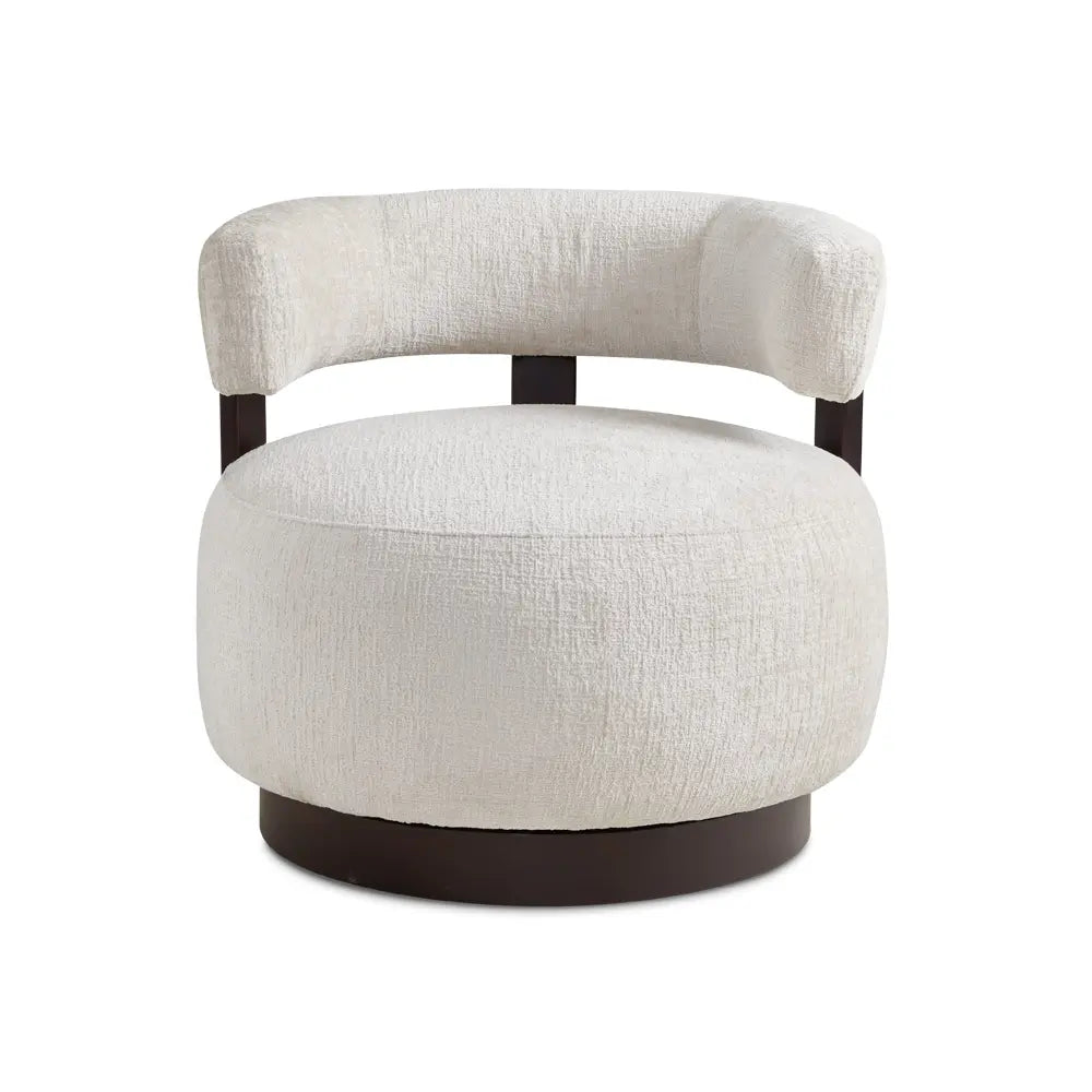 Front View Of Taupe Accent Chair in Linen 