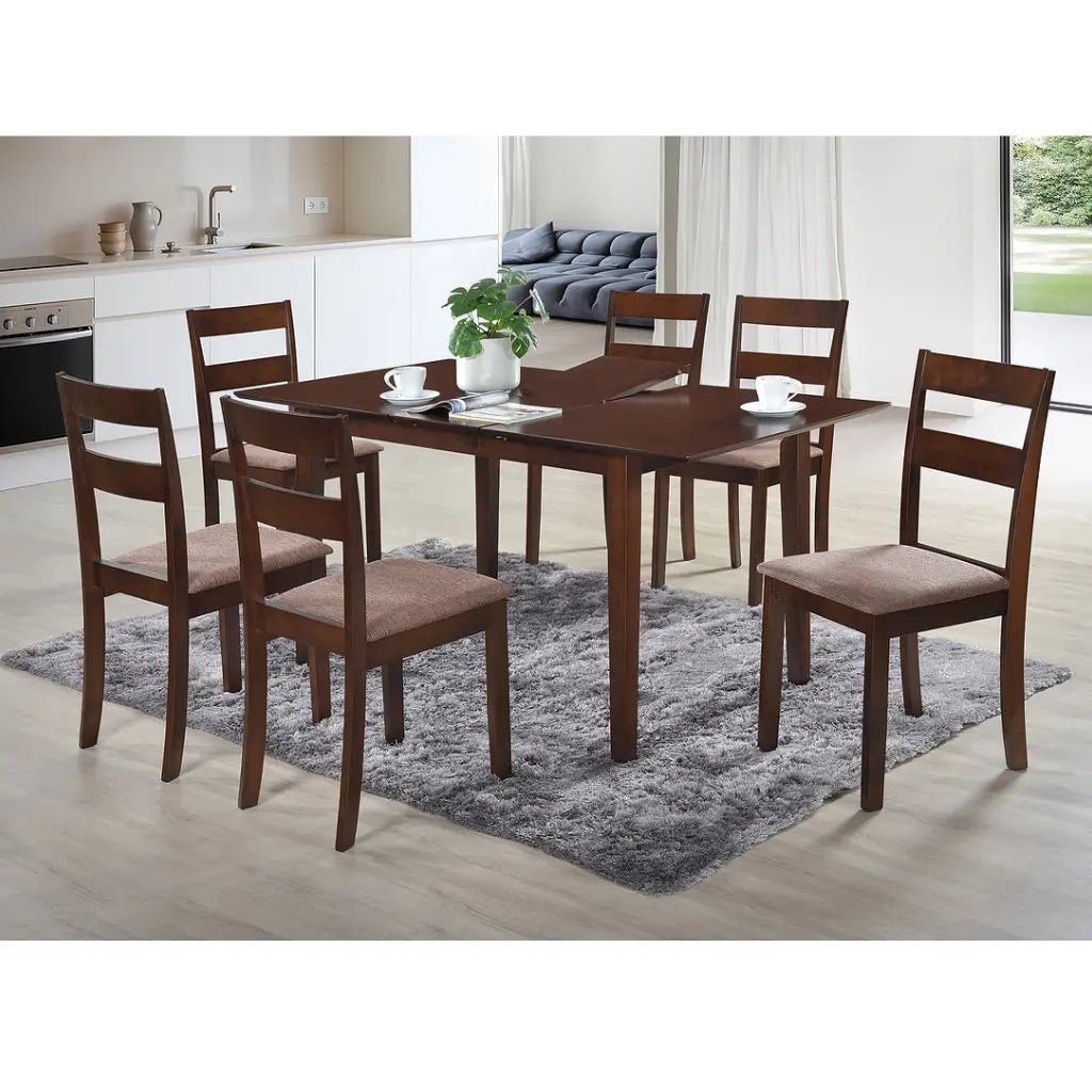 Adjustable Espresso Dining Set for 6 people