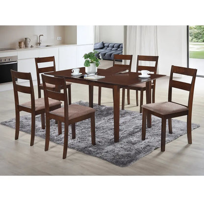 Adjustable Espresso Dining Set for 6 people