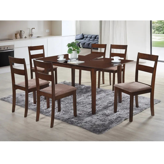 Adjustable Espresso Dining Set for 6 people