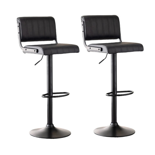 Set Of Two black bar stools with black seats 