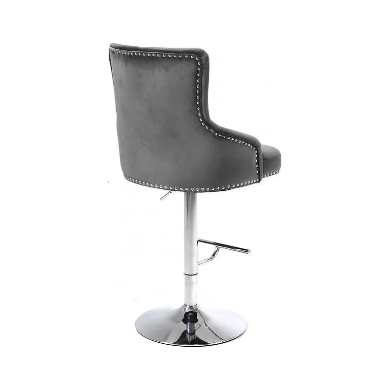 Grey bar stool with studded details