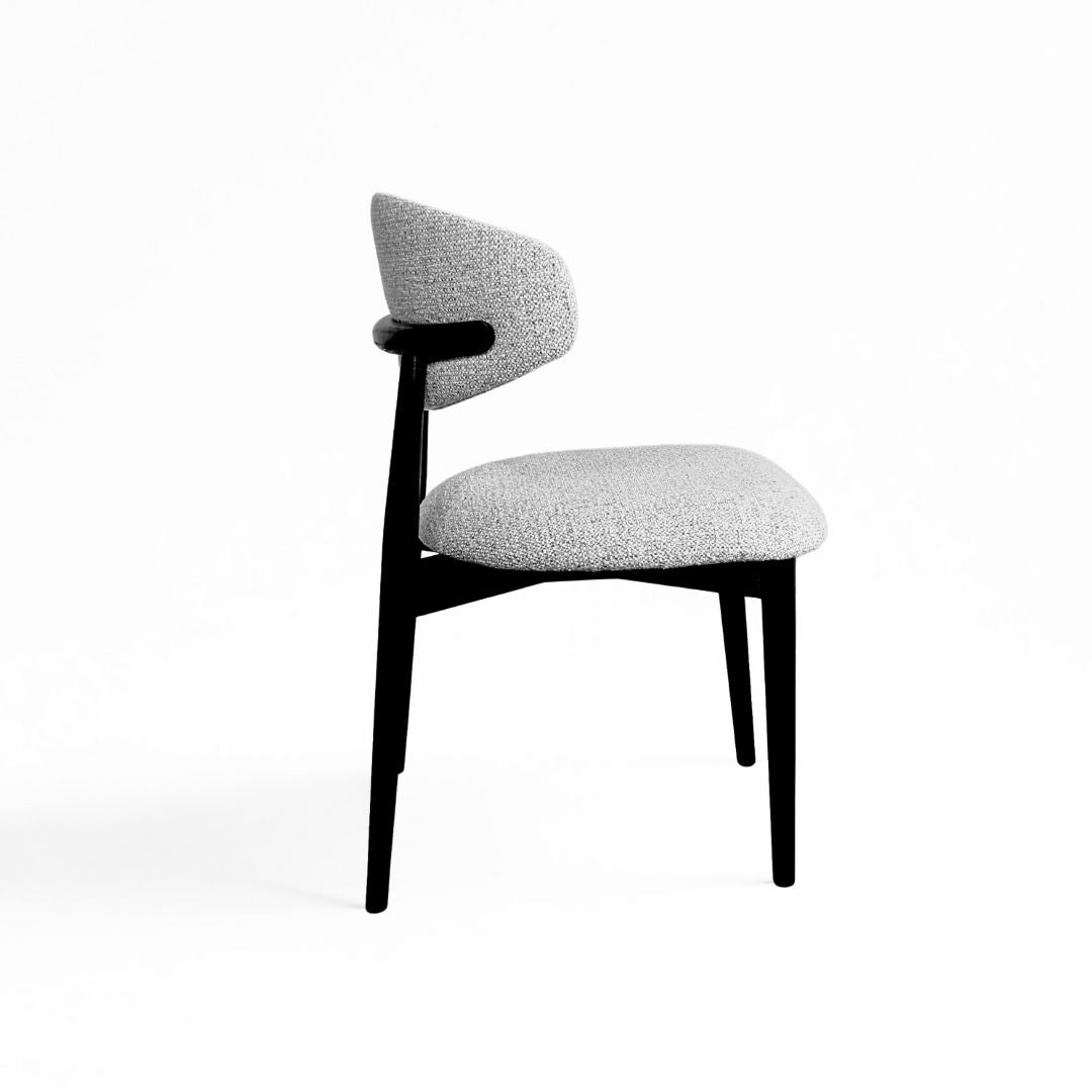 Albina Modern Grey Upholstered Dining Chair With Solid Wood Legs