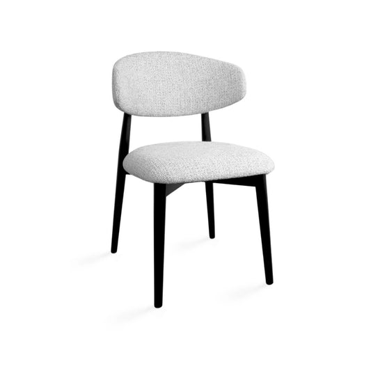 Albina Modern Grey Upholstered Dining Chair With Solid Wood Legs