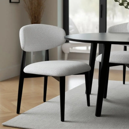Albina Modern Grey Upholstered Dining Chair With Solid Wood Legs