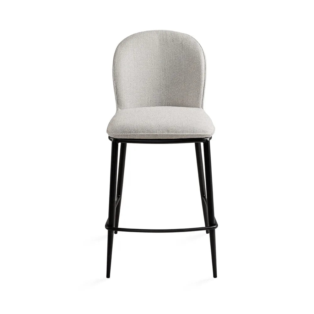 Angie Grey Upholstered Counter Stool with Black Metal Legs