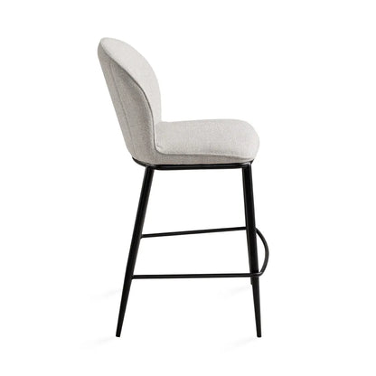 Angie Grey Upholstered Counter Stool with Black Metal Legs