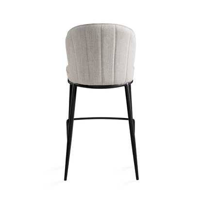 Angie Grey Upholstered Counter Stool with Black Metal Legs