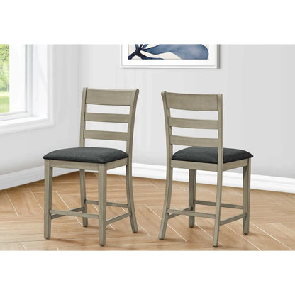Antique Grey Counter Height Dining Chairs – Ladder Back -Set of 2