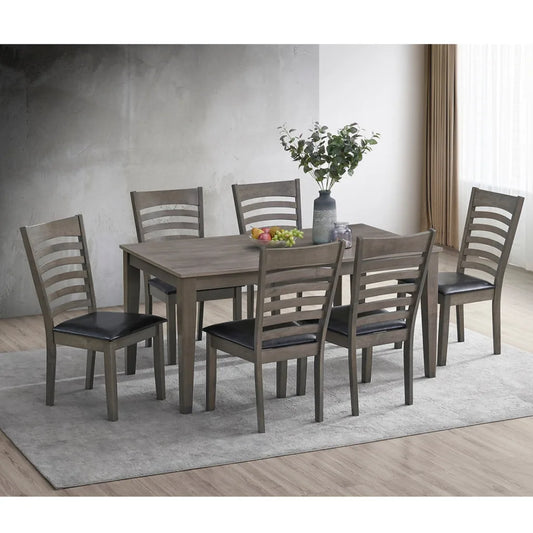 Wooden dining table set with six chairs 