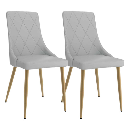 Antoine Modern Side Chair in Faux Leather with Metal Legs - Set of 2