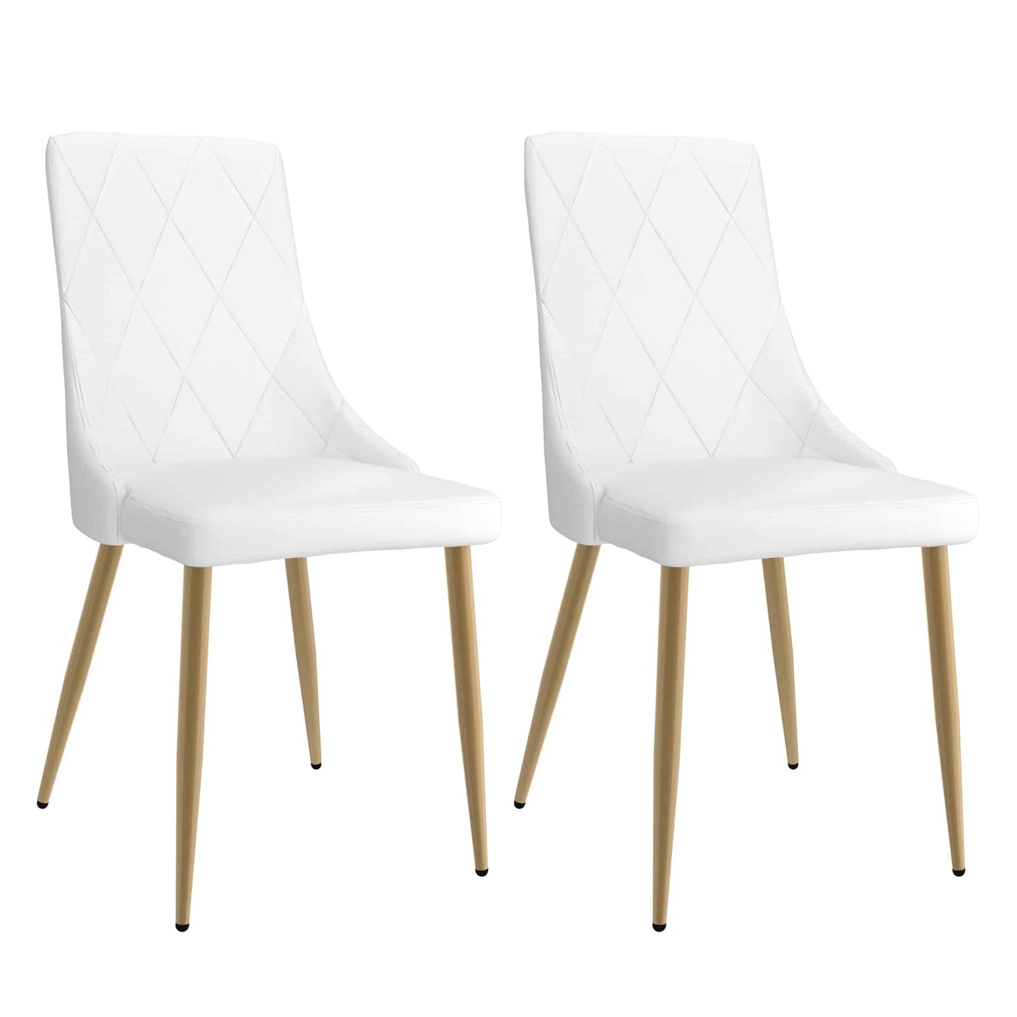 Antoine Modern Side Chair in Faux Leather with Metal Legs - Set of 2