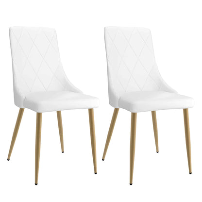 Antoine Modern Side Chair in Faux Leather with Metal Legs - Set of 2