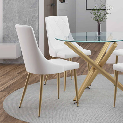 Antoine Modern Side Chair in Faux Leather with Metal Legs - Set of 2