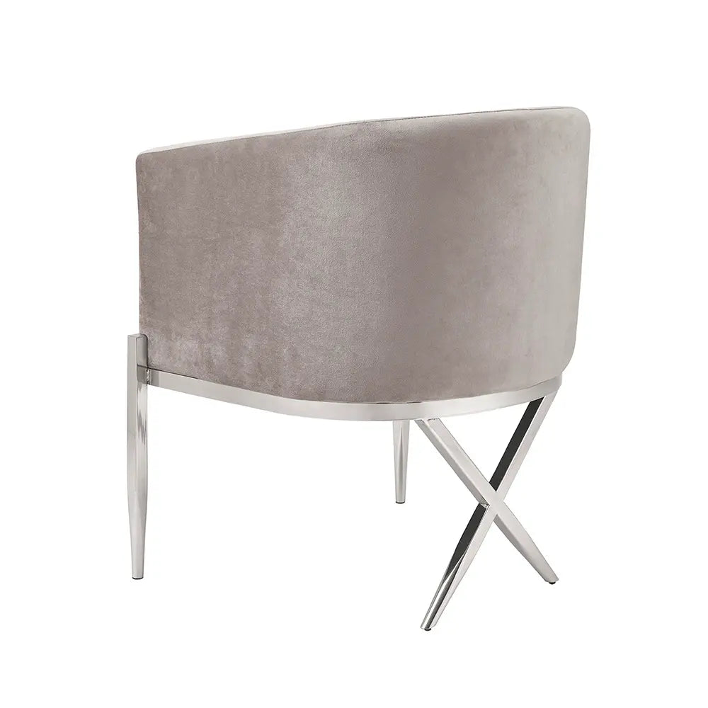 Backrest of Anton Grey Velvet Accent Chair 