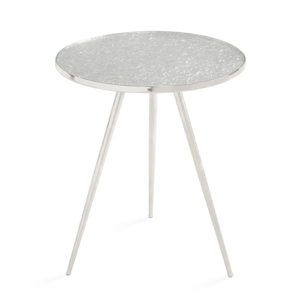 Aries Steel End Table – Polished Metal Side Table for Living Room