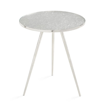 Aries Steel End Table – Polished Metal Side Table for Living Room