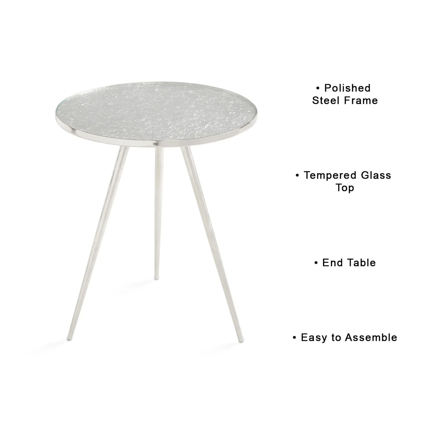Aries Steel End Table – Polished Metal Side Table for Living Room