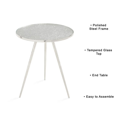 Aries Steel End Table – Polished Metal Side Table for Living Room