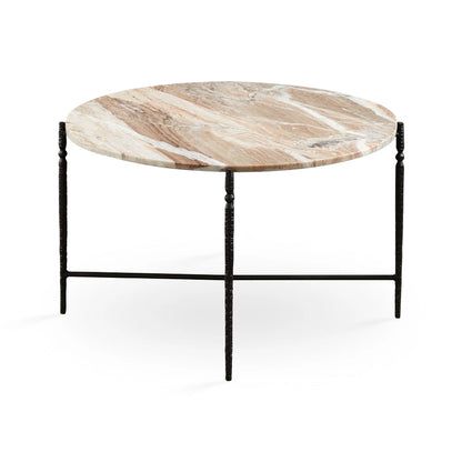 Arlo Marble Top Coffee Table – Elegant Design with Iron Hammered Legs