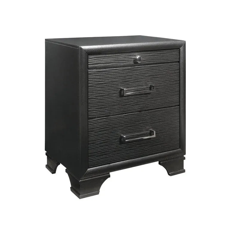 Ava Black two-drawer nightstand 