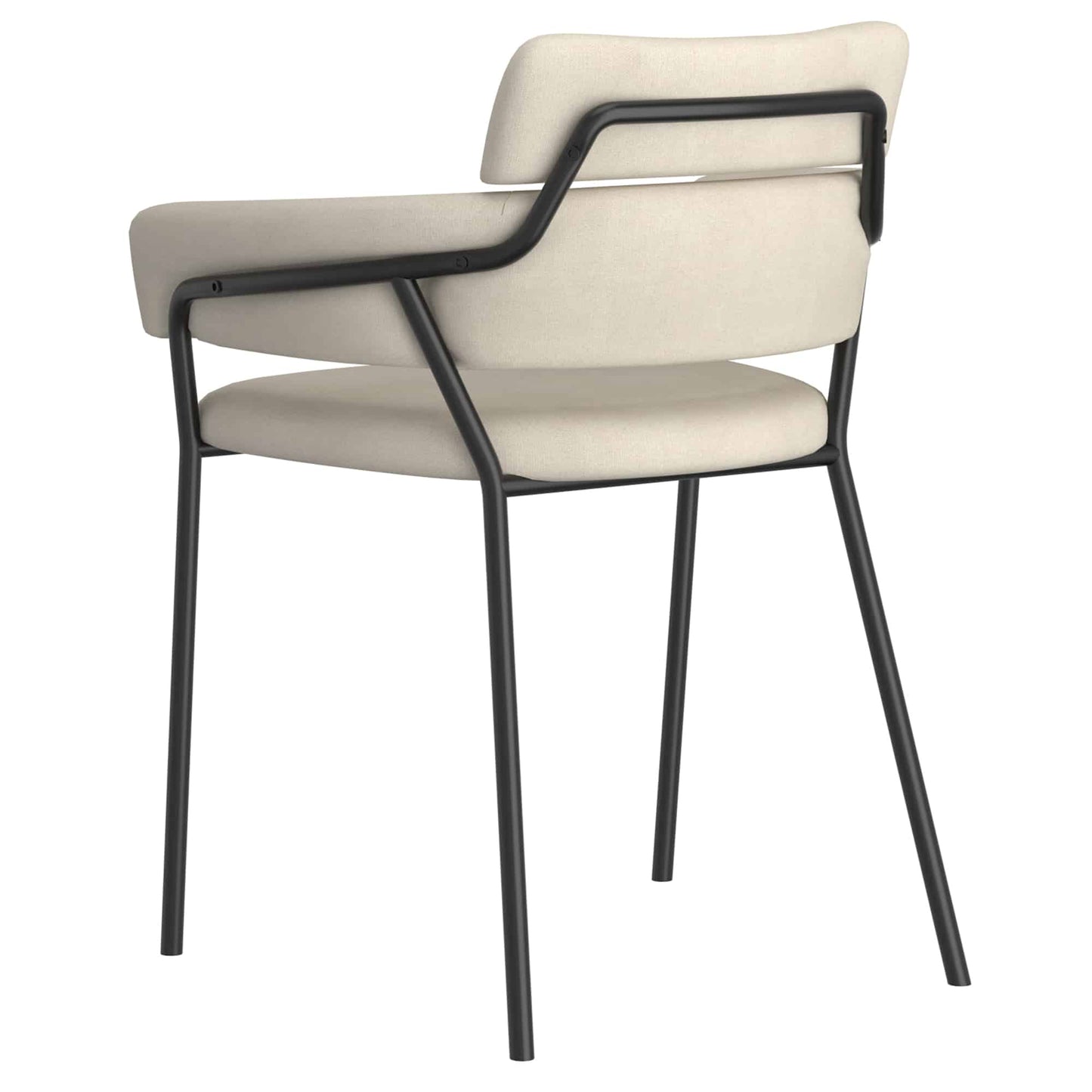 Axel Modern Side Chair in Beige Fabric and Black Metal -  Set of 2