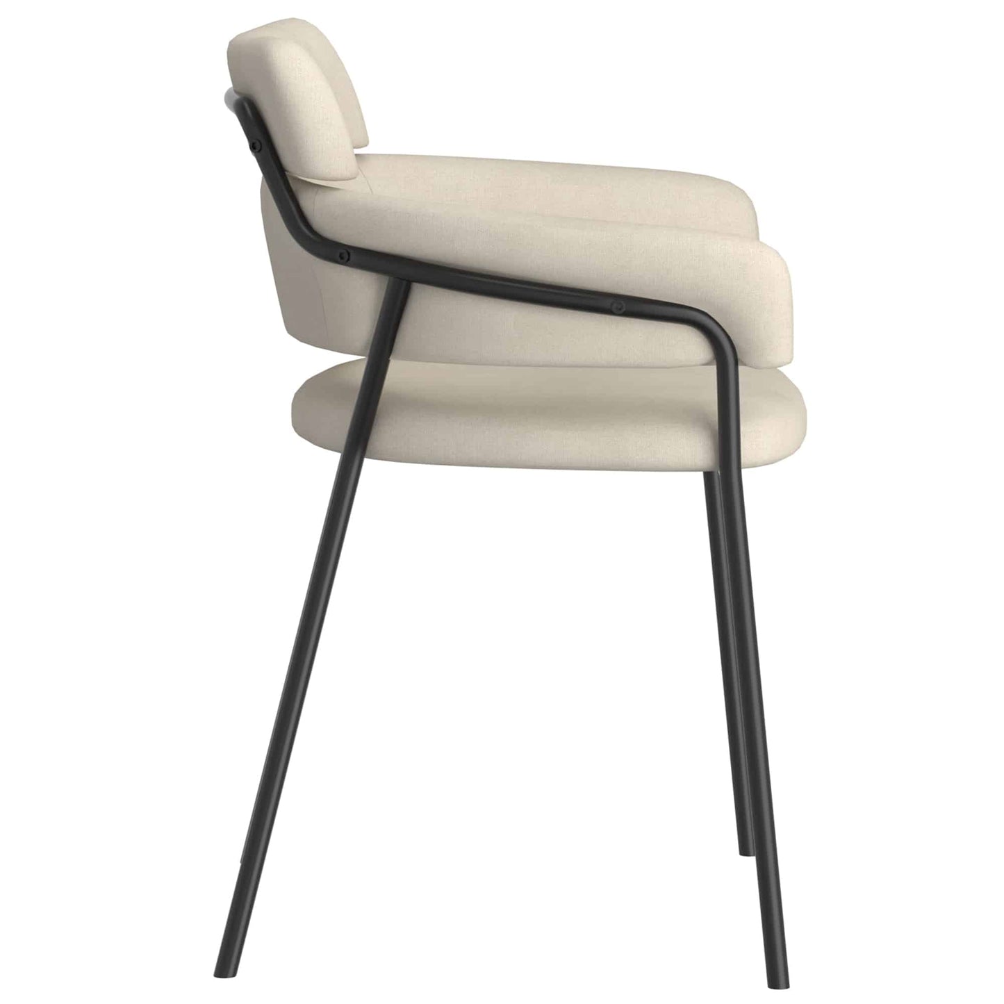 Axel Modern Side Chair in Beige Fabric and Black Metal -  Set of 2