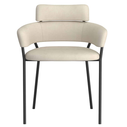 Axel Modern Side Chair in Beige Fabric and Black Metal -  Set of 2