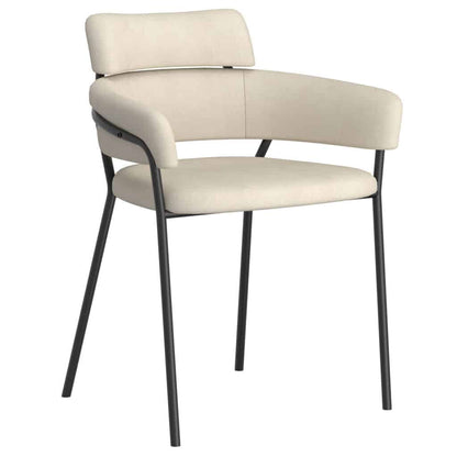 Axel Modern Side Chair in Beige Fabric and Black Metal -  Set of 2