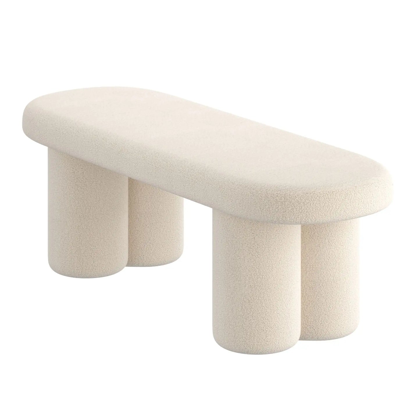 Azoro Cream Boucle Bench – Plush Modern Upholstered Accent Seat