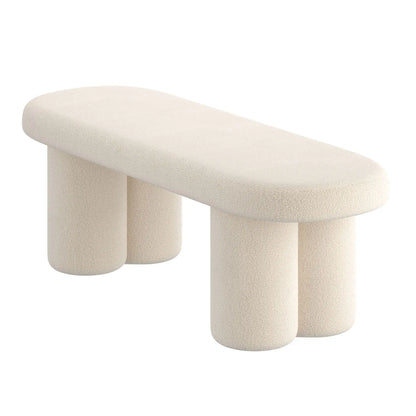 Azoro Cream Boucle Bench – Plush Modern Upholstered Accent Seat