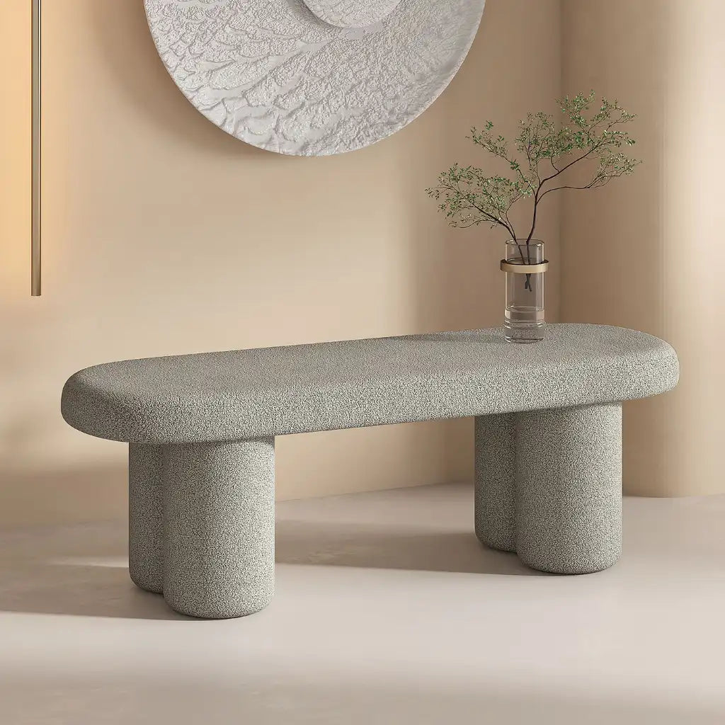 Azoro Cream Boucle Bench – Plush Modern Upholstered Accent Seat