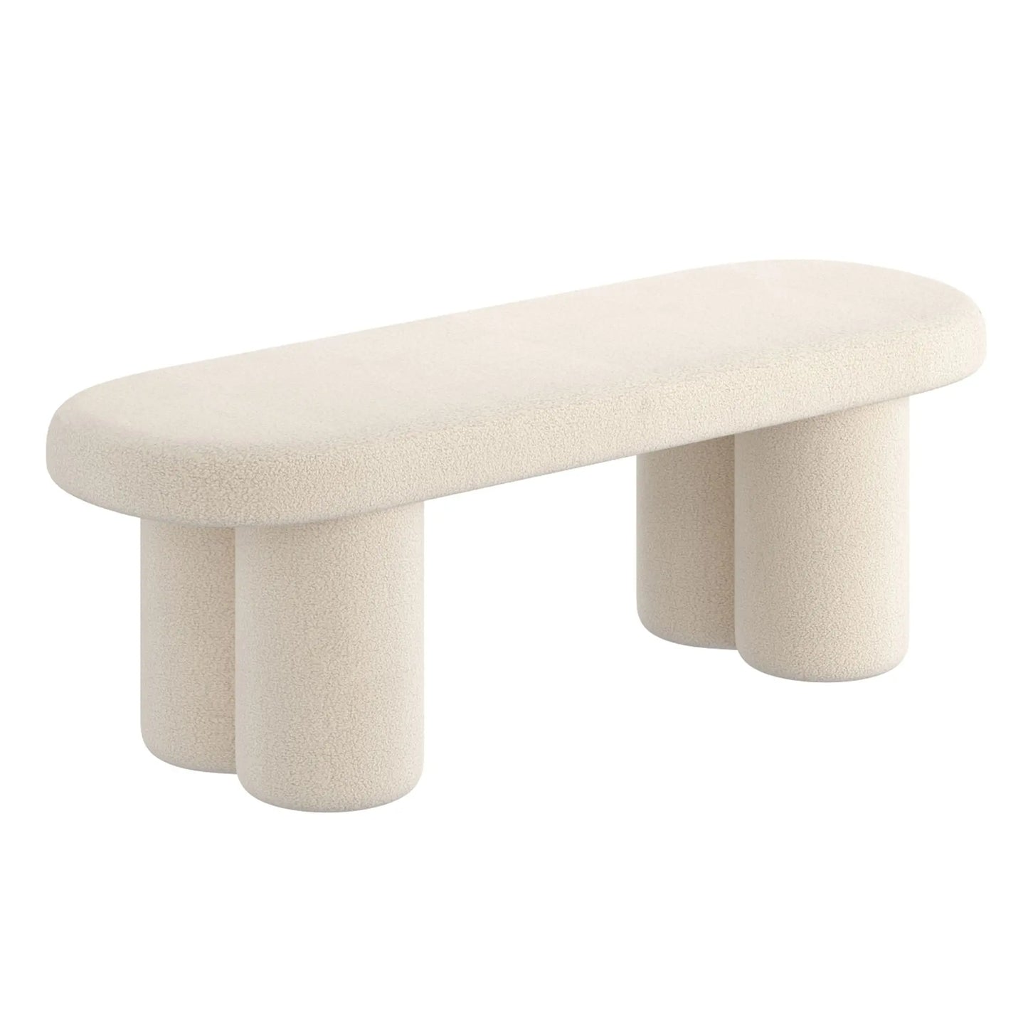 Azoro Cream Boucle Bench – Plush Modern Upholstered Accent Seat