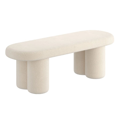 Azoro Cream Boucle Bench – Plush Modern Upholstered Accent Seat