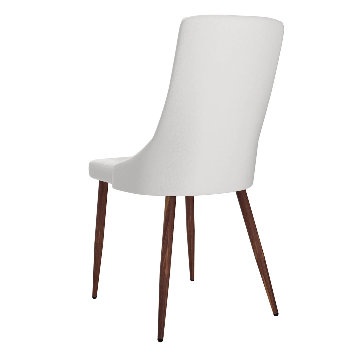 Cora Mid-Century White Dining Chairs Set of 2 – Faux Leather & Walnut