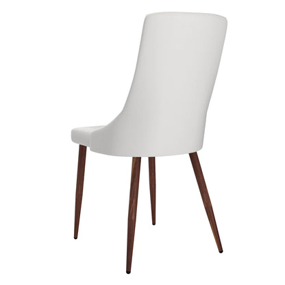 Cora Mid-Century White Dining Chairs Set of 2 – Faux Leather & Walnut