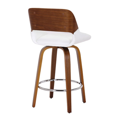 Hudson 26 White Swivel Counter Stool with Faux Leather Seat