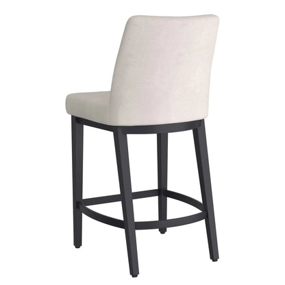 Jace Beige Fabric Counter Stools with Black Metal Legs – Set of 2